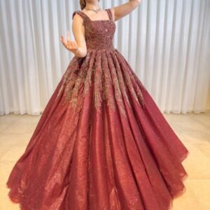 فستان خطوبة بوردو (نبيذي) عنابي